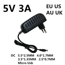 1pcs DC 5V 3A 3000MA 마이크로 Usb Ac/dc 전원 어댑터 EU 미국 호주 영국 플매트 카펫 러그 충전기 공급 5V3A 라즈베리 파이 제로 태블릿 Pc 용, DC PLUG 4.0-1.7MM, dc 플러그 4.0-1.7mm