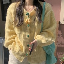 [랜덤플레이] 여성 겨울 큐티 방울꽃 소프트 스웨터 가디건