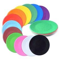 attizone 색접시 칼라종이접시 만들기/공작재료 12칼라별(10장입) - 국내산, 검정