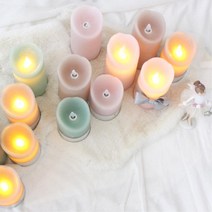 파스텔톤 밀키 LED 캔들 아이템 가든 홈 분위기 연출, 피치, small