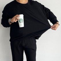 노컴플렉스 / 남자 오버핏 골지 맨투맨티셔츠 목안늘어나는티