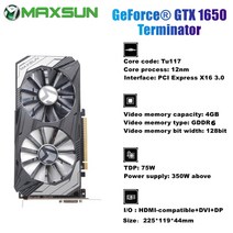MAXSUN-그래픽 카드 GTX1650 GT1030 4GB DDR5 GPU 128Bit 비디오 게임 PC 컴퓨터 용 신제품, 01 GTX1650 4GB
