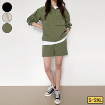 가비진 여성 바람막이 아노락 상하의세트 빅사이즈까지 반바지 반진업후드 트레이닝세트