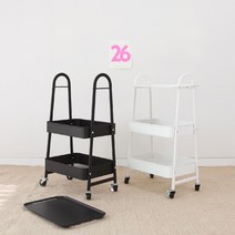 벤트리 이동식 3단 수납 트롤리 (철제 카트 선반) 블랙, 색상