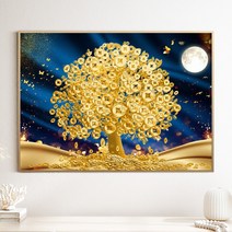 [인메이블] 돈이 쏟아지는 황금빛 돈나무 그림 소원성취 금전운 풍수지리 인테리어 액자, 12.SHG-소원성취 황금나무, 캔버스액자, 20호 [53x72.7cm]
