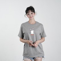 Animals 애니멀스 귀여운 동물 캐릭터 로고 남녀공용 반소매 면 반팔 라운드 티셔츠