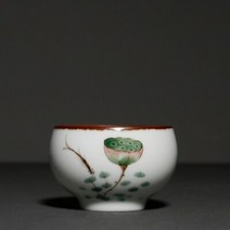 전통 찻잔 보이차 말차 다완 정호 개완 막사발 찾잔 85ML 손그림 ​​연꽃 복고풍, a
