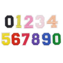 힘찬쇼핑_ 깔끔 와펜 패치 옷에 붙이는 열 스티커 컬러 숫자 10개 빈티지 번호 자수 와팬 붙이기 가방 의류 접착 리폼 옷수선 꾸미기 부착물, 분홍