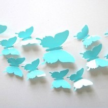 24마리 미러 버터플라이 골드 웨딩 페스티벌 코너 레스토랑 카페 인테리어 3D 입체 벽 부착 참장식, 010 라이트블루 24매입