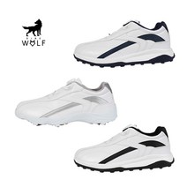 세상 편한 골프화 국내 제작 다이어울프 마커스 스파이크/리스 - 네이비 화이트 실버, 255, 블랙