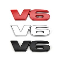 자동차엠블럼 이니셜 금속 자동차 스티커 스타일링 V6 엔진 로고 엠블럼 트렁크 스포츠 터보 배지 3D 데칼, 02 빨간_01 V6