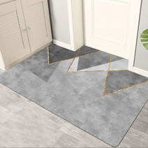 발판 날염 쿠션 가정용 출입구 미끄럼 방지 쿠션 침실 욕실 흡수 쿠션, 80*120, 럭셔리 그레이 골드(크리스털 벨벳)