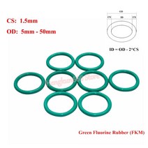 고무와셔 오링 실리콘 구리 스텐 10pcs cs 1.5mm 녹색 fkm 불소 고무 o 링 개스킷 od 5mm-50mm o-링 씰 와셔 오일 내성 산 및 알칼리 내성, 아이디 2mm 외경 5mm, 초록