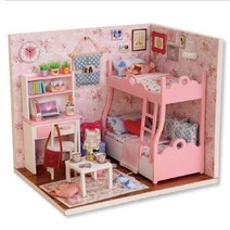 울트라패션 미니어처 하우스 DIY 집콕놀이 취미 집만들기 diy, 04_분홍 이층침대_3012