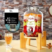 가완이일홈마니 음료수통 용기 통 수도꼭지 술통 음료 유리병 셀럽 약주병 물통, T03-5리터+대나무 받침대+ABS(도카 물끓이는)A