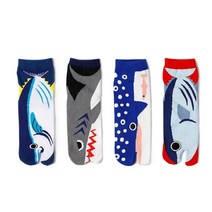 yoowalk cartoon ocean fish shark 면화 두 발가락 양말 커플 분할 발가락 양말 타비 두 손가락 양말 tabi socks