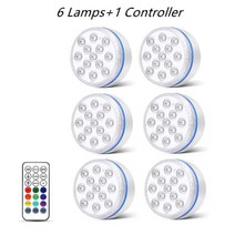 업데이트 잠수정 LED 조명 원격 수중 수영장 IP68 자석 13 밝은 램프 B 연못수영장수족관, 6 Light 1 Controller_7.0CM