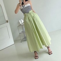 셀러허브 패션 여자 여름 바캉스 휴가 셔링 A라인 롱스커트