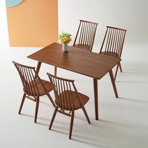 [킹덤퍼니처] 4인용 고무나무 원목식탁 방문설치 (벤치형 원목체어 의자조합), 4인식탁 + 원목체어 4