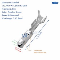 Tyco 0.64 핀 탭 접점 963715 복합 와이어 구리 터미널 (스테인레스 스틸 슬리브 포함), 01 Female