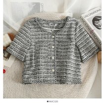 지금입기좋은 앤틱 정장 베이직 트위드반팔자켓 커리어우먼 쇼트 직장인 캐주얼 기본 노카라