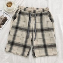 빅사이즈비치바지 여름 신 남성 와이드 루즈핏 캐쥬얼 5부 하프팬츠 청년 해변 바캉스 체크반바지 294267537