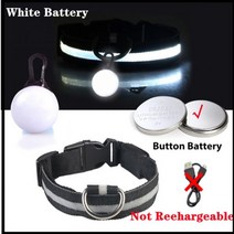 Usb 빛 개 목걸이 펜던트 Led 조명 밝은 작은 고양이 밤 컬러, XS Neck 28-38 CM, Black Button Battery