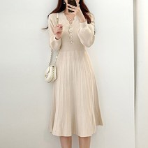 아이엠몽 스캘럽 브이넥 니트 원피스