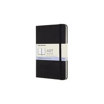 Moleskine 아트 스케치북 하드 커버 미디엄 11.4 x 17.8cm(4.5 x 7인치) 플레인/블랭크 블랙 88페이지, Pocket, Black