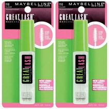 메이블린 뉴욕 그레이트 래쉬 워셔블 마스카라 메이크업 Blackest Black 2개 5618530104, 0.88 Fl Oz (Pack of 1), Clear