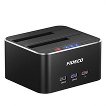 FIDECO USB 3.0 외장 하드 드라이브 도킹 스테이션(3개 포트 포함) HDD/SSD/SSHD 또는 2.5 및 3.5인치 SATA III 오프라인 클론용 알루미늄 듀얼 베이 HDD 도킹 스테이션 -12372, 버전 1