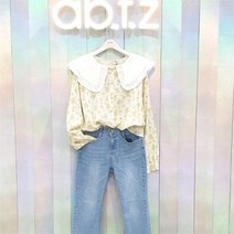 ab.f.z sh06 레이스 카라 플라워 블루 블라우스 DDIW1QB50C