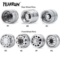 YEAHRUN 합금 금속 비드 록 앞뒤 바퀴 바퀴 허브 타미야 R620 114 RC 트랙터 트레일러화물 트럭 업 그레 이드 부품, [12] EFront Wheel 1Pcs