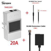 SONOFF TH Elite 16A 20A Wifi 스마트 온도 및 습도 모니터링 스위치 THS01 DS18b20 센서 eWelink alexa를 통한 홈, [13] TH20 DS18B20 RL560, 13 TH20 DS18B20 RL560