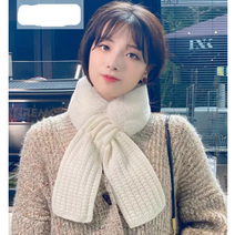 간단하게 고리에끼우는 짧은 쁘띠 털 목도리 아이보리 10대