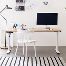 아씨방가구 심플 USB 전동식 높이조절책상 120cm, USB 높이조절 책상 화이트