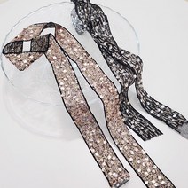 412 탐나요원단 4cm 메탈릭사 스팽글 레이스, 블랙, 1개