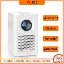 HONGTOP-S30 풀 HD 1080p 안드로이드 10 비머 LED 미니 프로젝터 4k 디코딩 비디오 홈 시어터 시네마 모바, 02 S30 WRITE_03 AU 플러그