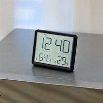 레벤데코 자석부착 벽걸이 탁상겸용 시간표시 온습도계, 블랙, 블랙