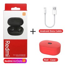 샤오미-오리지널 레드미 Airdots 2 Fone 블루투스 이어폰 무선 헤드셋 (마이크 포함) 버드, 08 with R Case Cable
