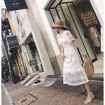 샤랄라 레이스 화이트롱 원피스 해변가 휴양지 바캉스