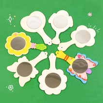 나무거울 5개 손거울 반제품, 꽃