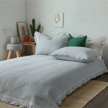 코지 프릴 피그먼트워싱 줄누빔 침대패드 겸 이불(Q/K)-3color, 킹 침대패드(K) 단품, 그레이