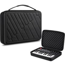 FINPAC AKAI 프로페셔널 MPK 미니 MKII MK3 플레이용 세미 하드 휴대용 케이스 | Alesis V 25키 USB MIDI 키보드 컨트롤러 비즈니스 여행용 케이블 슬, Black