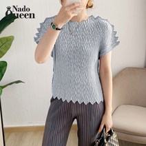 나도퀸 엣지있는 엠보싱 플리츠 주름 반팔 티셔츠***판매자 퀸앤조이***