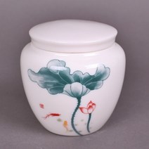 백자 연 차통 다도구 차호