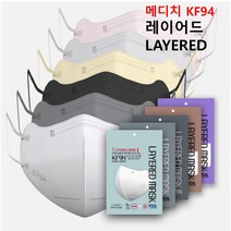 KF94 새부리형 메디치 레이어드 대형 4중구조/성인 그레이 화이트 블랙 국산원단 써멀본드 황사방역보건용 50매
