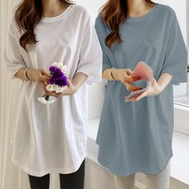 투율 여성 빅사이즈 긴팔 7부 레이어드 제리롱티 1p+1p