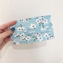 성인 캐릭터 장미 백합 꽃무늬마스크 결혼식 혼주 패션 컬러 무늬 덴탈마스크 대형 50매, A50개개