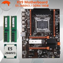 MJ-마더보드 LGA 2011-3 세트 키트 제온 E5 2660 V3 CPU 프로세서 16G = 2x8G DDR4 ECC 2133MHz RAM 콤보 SATA NVME M.2, 마더 보드 + CPU